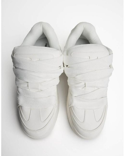 Bershka White Chunky Skater Trainers for men