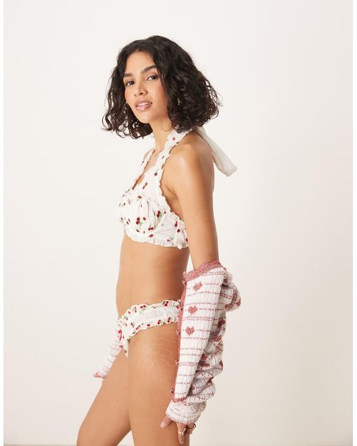 For Love & Lemons Brown Beaded Cherry Bralette Co-ord