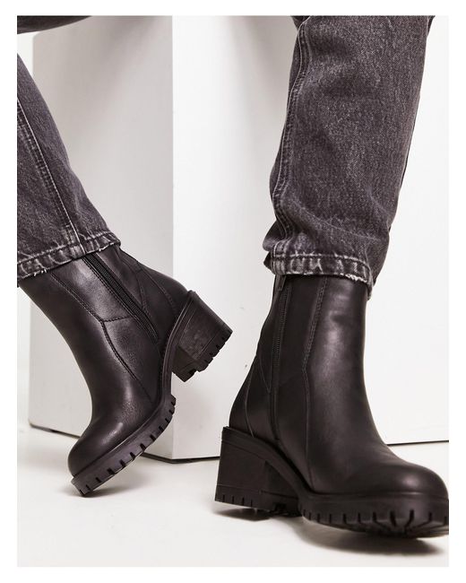 London Rebel Black Heeled Chelsea Boots