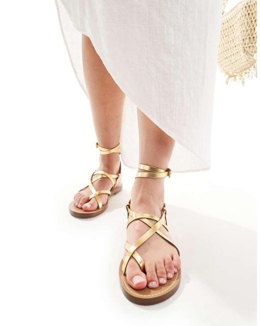 Stradivarius Pink Leather Strappy Sandal