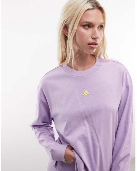 Adidas Originals Purple Adidas Sportswear Three Stripes Studios Long Sleeve Top