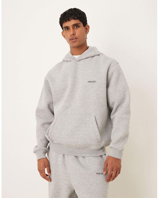 Sweat à capuche d'ensemble décontracté avec imprimé sur le devant - chiné ASOS pour homme en coloris Gray