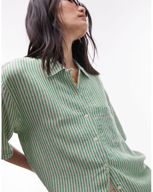 Camisa a rayas verdes y beis TOPSHOP de color Green