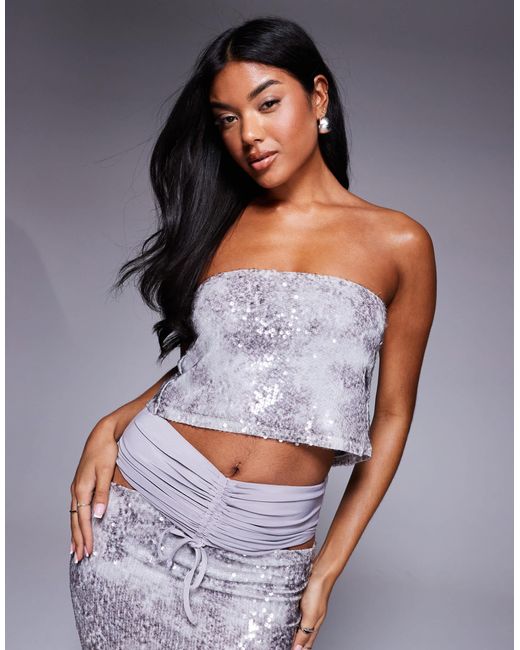 ASOS White Asos X The Sourced Collection Sequin Bandeau Top