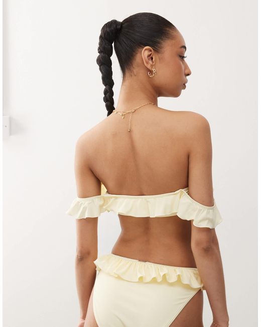 Reclaimed (vintage) Multicolor Off The Shoulder Bikini Top With Ruffle