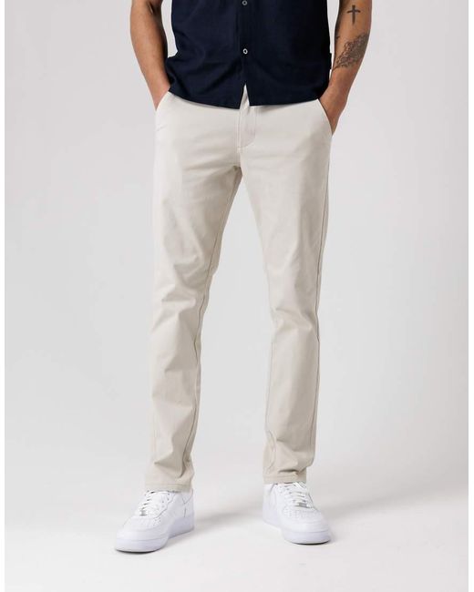 French Connection Blue Cotton Stretch Five-Pocket Regular Fit Chino Trousers for men