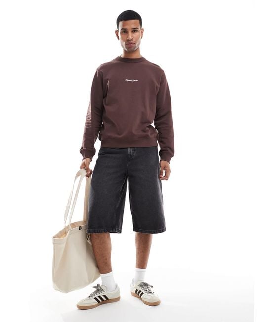 Jack & Jones Purple Oversized Sweatshirt With Embroidered Logo for men
