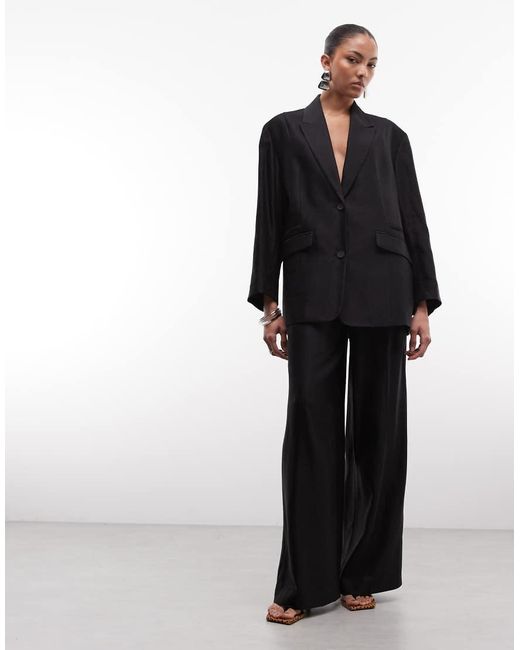 AllSaints Black Charley Co-Ord Tailored Linen Blend Blazer