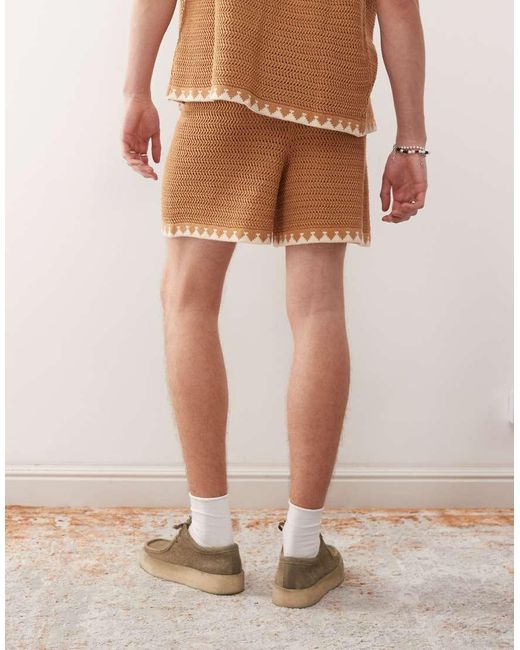 Reclaimed Vintage Natural Unisex Short Sleeve Boxy Crochet Shirt
