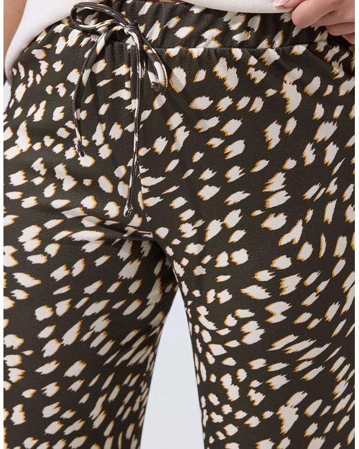 Yours Clothing White Deer Print Wide Leg Trousers