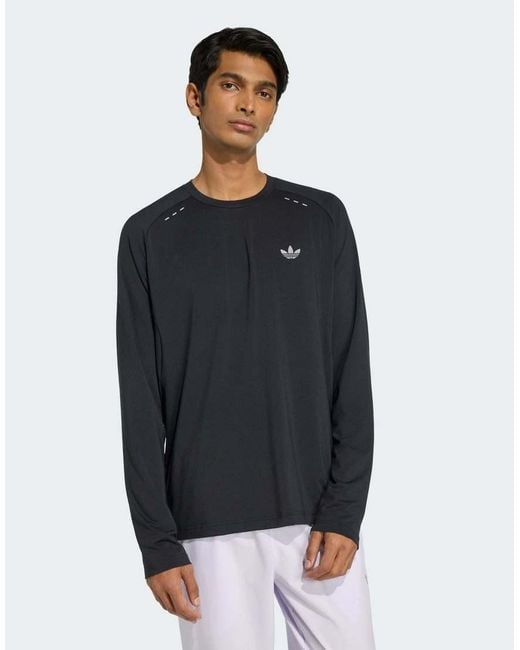 Adidas Originals Blue Tech Trefoil Essentials Poly Long Sleeve Jersey for men