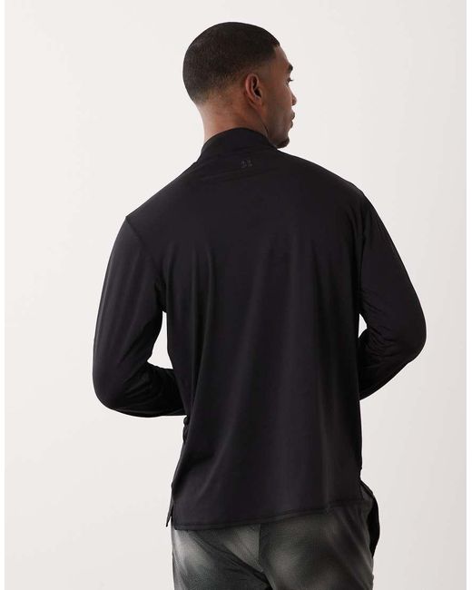 4505 Black Quick Dry Mesh 1/4 Zip Long Sleeve Running Top for men