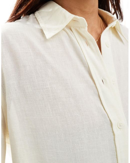 Camicia sporco effetto lino di New Look in White