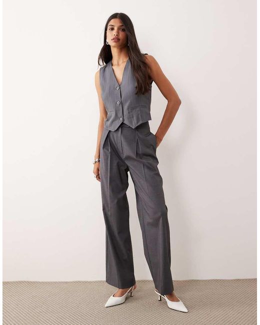 Chaleco De Traje Con Raya Diplomática De Jdy de color Gray