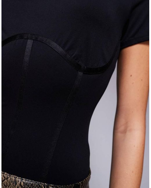 GOOD AMERICAN Blue Weightless Corset Bodysuit