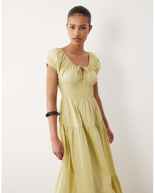 Wednesday's Girl Natural Tiered Midaxi Dress