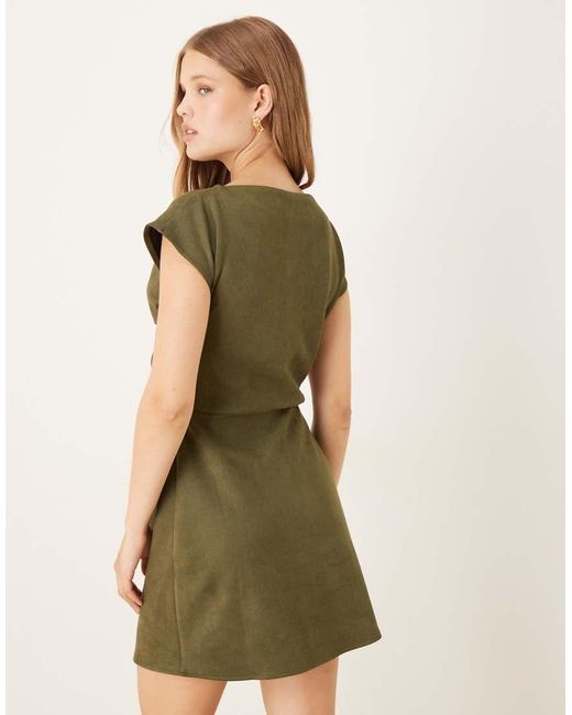 ASOS Natural Suede Drape Mini Dress