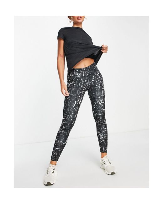Reebok Workout Ready Marble Print leggings in Black Lyst