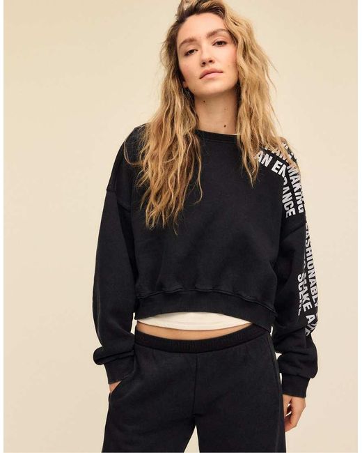 Stradivarius Blue Soft Touch Acid Wash Sweatshirt