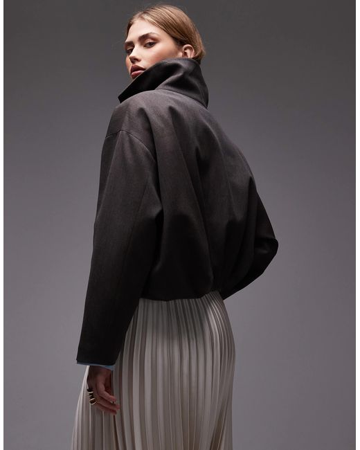 ASOS Black Drape Back Funnel Jacket