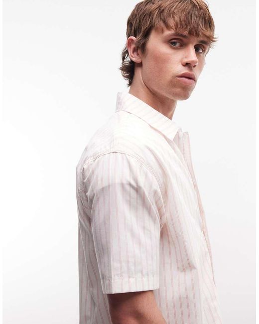 Dickies White Venedocia Short Sleeve Striped Shirt for men