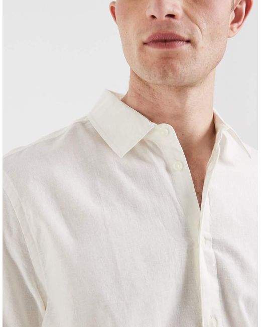 Blend White Cotton-linen Regular Fit Shirt for men