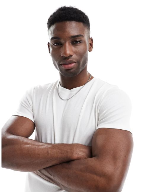 ASOS – körperbetontes basic-t-shirt in White für Herren