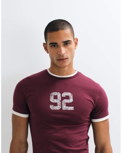 ASOS Red Slim T-Shirt With 92 Graphic for men