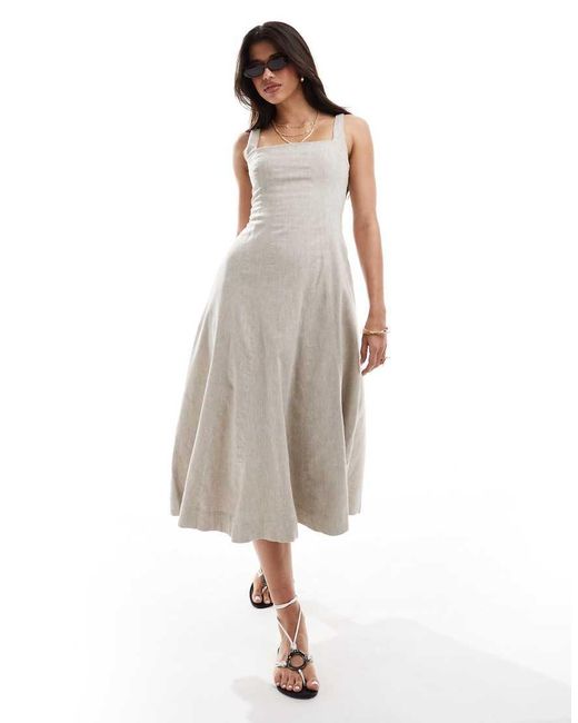 black linen embroidered dress Mersea Women's Linen Shop in Noir/Cream