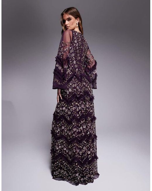 Maya Purple Fully Embellished Maxi Dress