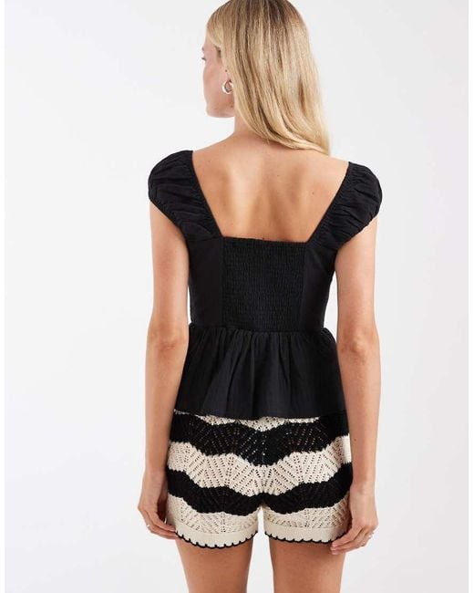 Hollister Black Sweetheart Neckline Peplum Top