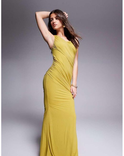 ASOS Blue Stretch Chiffon Knot Drape Maxi Dress