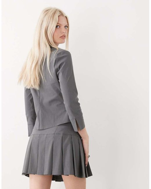 Collusion Gray Tailored Bengaline Mini Kilt Co-ord