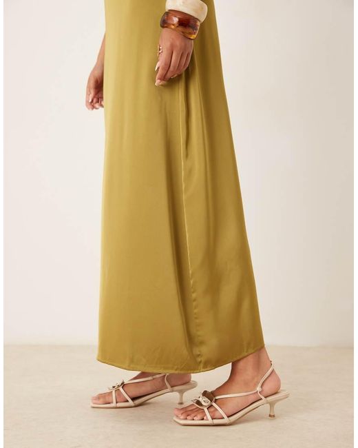 Vila Metallic Satin Cowl Neck Maxi Dress