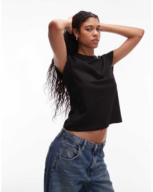 & Other Stories Black Fitted Jersey Top With Raglan Sleeves