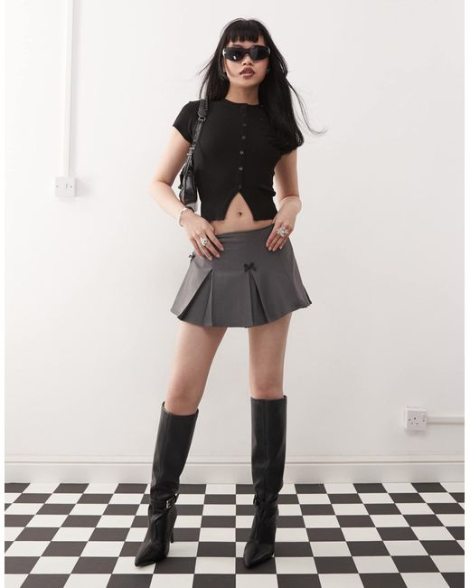 Princess Polly Black Fine Rib Button Through Top