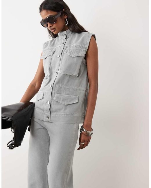 Calvin Klein White Denim Utility Vest