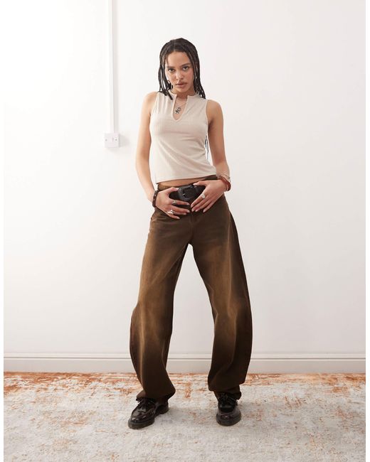 Débardeur côtelé avec détail cranté - taupe Collusion en coloris Multicolor