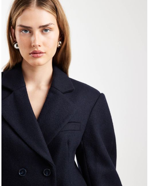 ASOS Blue Tailored Wool Rich Cocoon Sleeve Cinched Waist Blazer