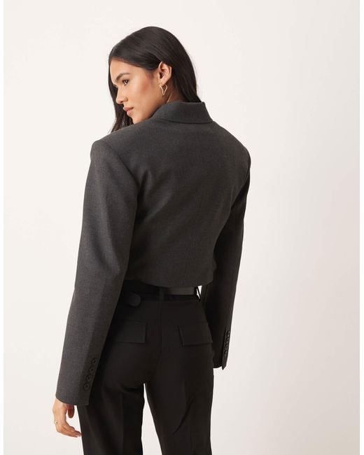 ASOS Black Tailored Crop Cinch Zip Through Jacket