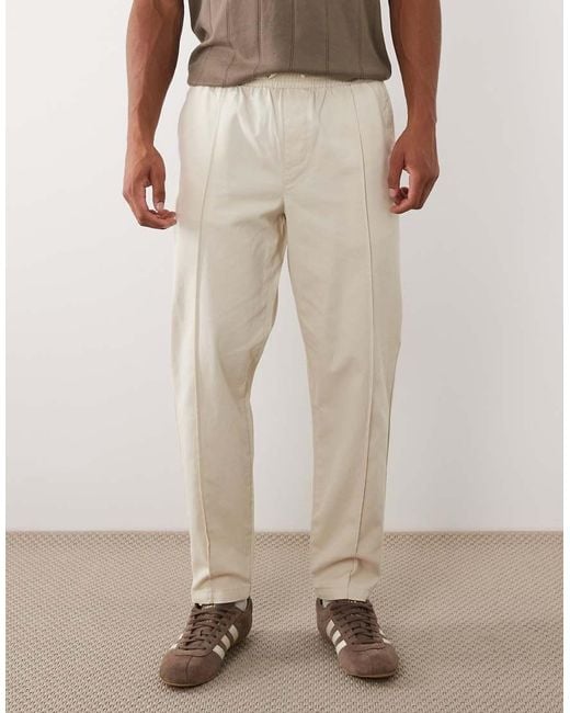 New Look Natural Pintuck Tie Waist Pants for men