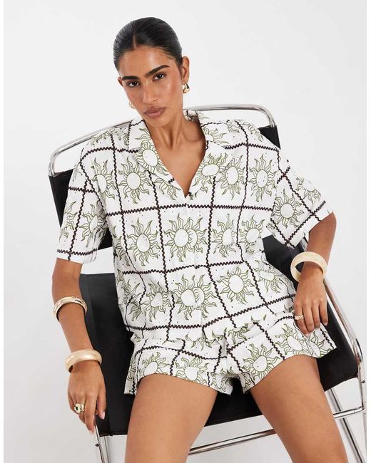 ASOS White Jersey Broderie Collared Button Down Shirt