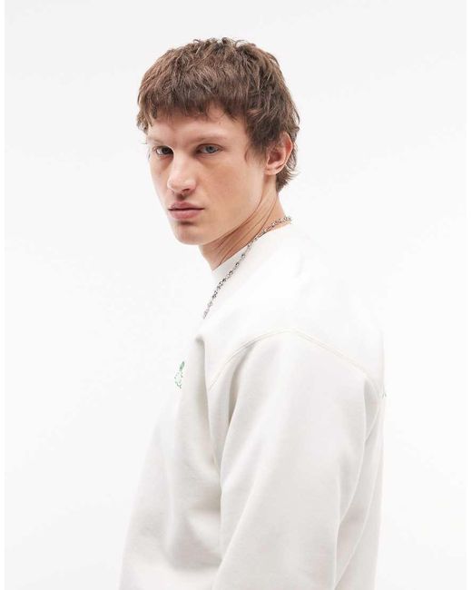 Obey White Tonic Logo Crew Neck Sweatshirt With Back Print for men