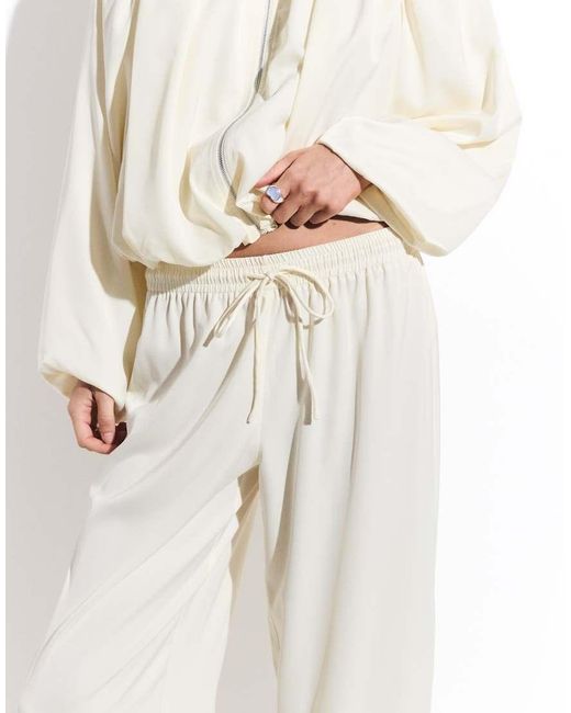 Missy Empire White Satin Drawstring Relaxed Trouser Co-Ord