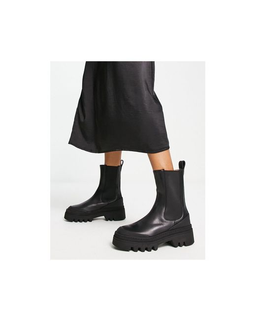 & Other Stories Black Leather Chunky Sole Boots