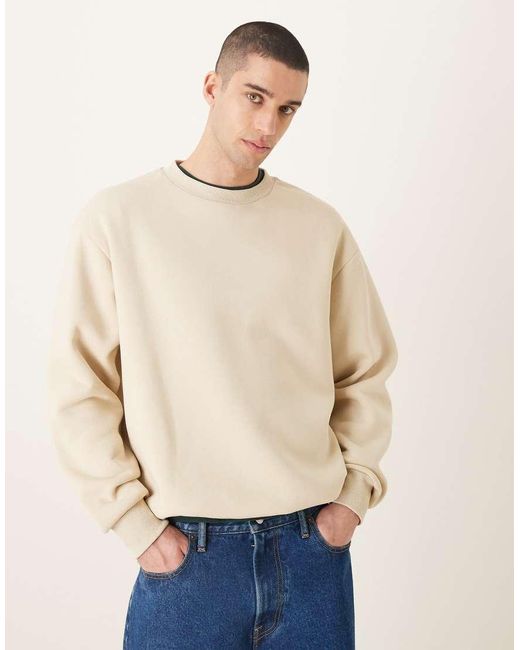 ASOS Natural Relaxed Fit Sweatshirt With Souvenir Print for men