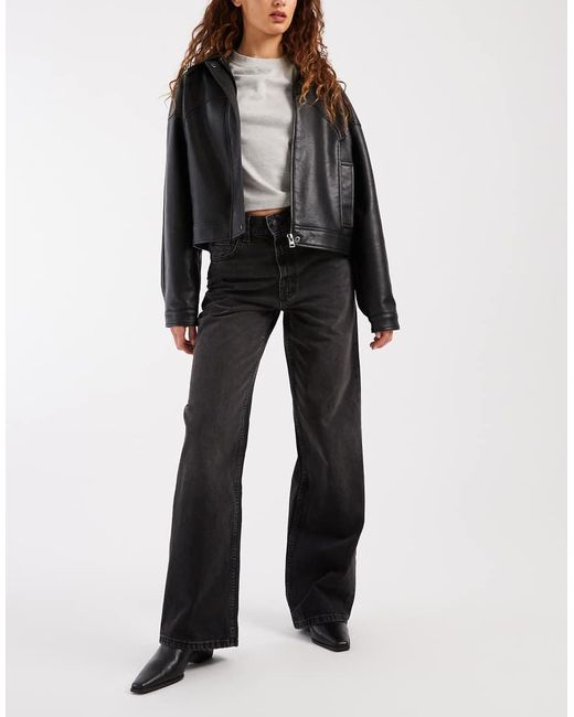 ASOS Dad Jeans Met Wijde Pijpen in het Black