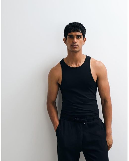 ASOS Blue Essentials Muscle Fit Vest for men