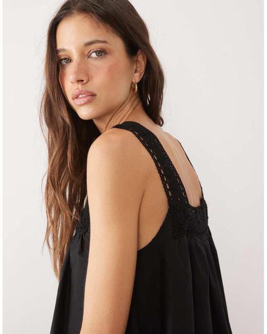 ASOS White Square Neck Lace Trim Midaxi Sundress