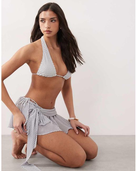 Candypants White Polka Dot Knot Mini Skirt